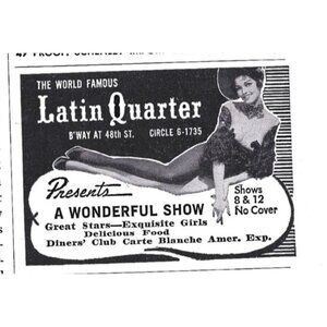 Latin Quarter Wonderful Show Stars NYC Advertisements 1950s Vintage Print Ad